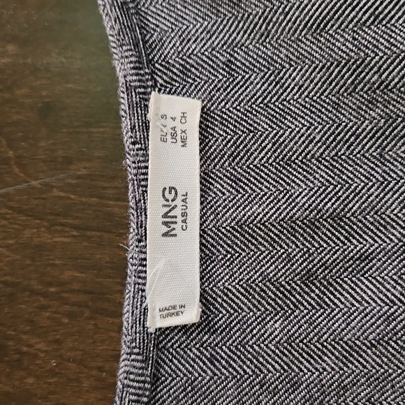 MNG Mango Grey Herringbone Midi Dress Pockets SMALL US 4 - Picture 5 of 6